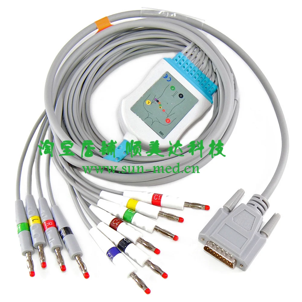 Кабель ЭКГ Nihon Kohden EKG со свинцовыми проводами 10 выводов Банан 4 0|cable ecg|cable 4cable c |