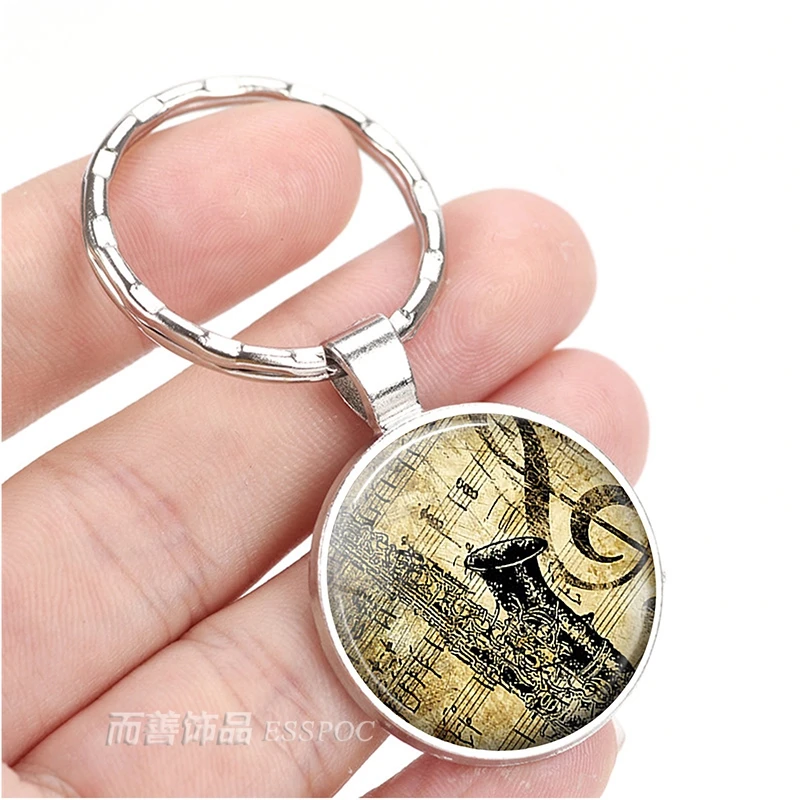Saxophone Music Silver Color Glass Cabochon Dome Key Chain Ring Musician Art Pendant Keychain Jewelry Accessories Women Gift
Saxophone Music Silver Color Glass Cabochon Dome Key Chain Ring Musician Art Pendant Keychain Jewelry Accessories Women Gift
