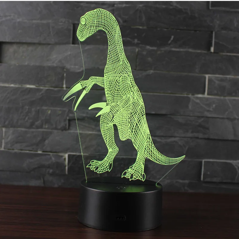 3D Illusion Dinosaur 7 Color LED Remote Control Touch Sleeping Nightlight Glow in the Dark Toys for Boys Birthday Gifts | Игрушки и
