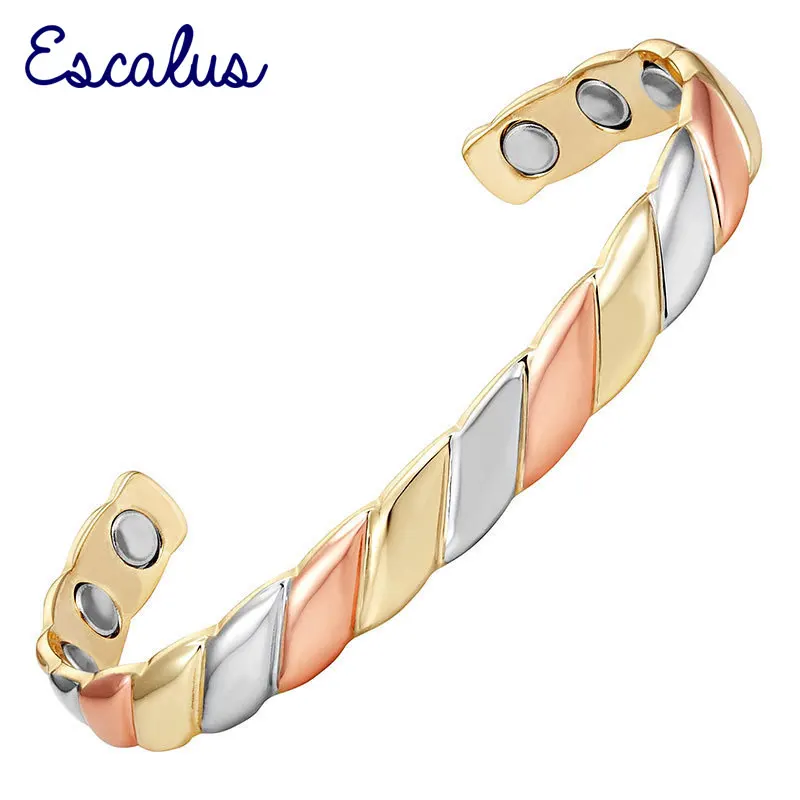 Escalus Pure Copper Magnetic Tri Color Style Bangle For Women Vintage Bracelet Healing Health Blood Promotion Fashion Jewelry
Escalus Pure Copper Magnetic Tri Color Style Bangle For Women Vintage Bracelet Healing Health Blood Promotion Fashion Jewelry