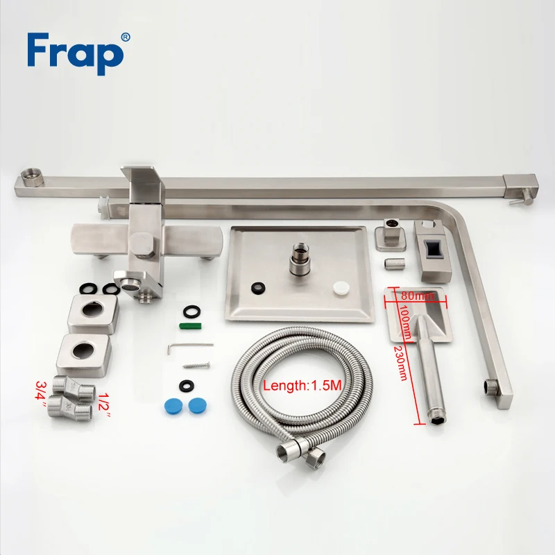 Frap new Luxury Wall Mounted stainless steel Rain Shower faucets Set system cold&hot water Square hand shower head F2421
Frap new Luxury Wall Mounted stainless steel Rain Shower faucets Set system cold&hot water Square hand shower head F2421