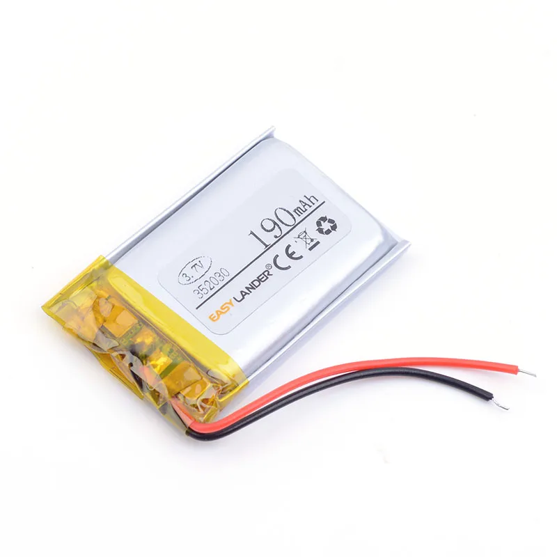 lithium Li ion polymer rechargeable battery 3.7v 352030 190MAH lithium battery For MP3 GPS MP4 MP3 small toys
lithium Li ion polymer rechargeable battery 3.7v 352030 190MAH lithium battery For MP3 GPS MP4 MP3 small toys