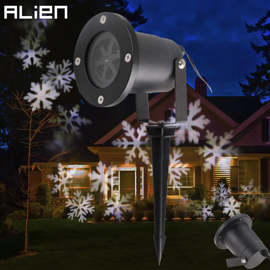 ALIEN LED Snowflake Effect Lights Outdoor Christmas Light Projector Garden Outside Holiday Xmas Tree Decoration Landscape | Лампы и