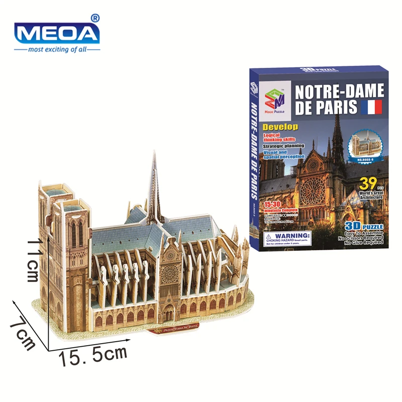 

Collection Edition Notre Dame de Paris Building Model 3D jigsaw Puzzle Educational toys for Kids and adult Puzzle