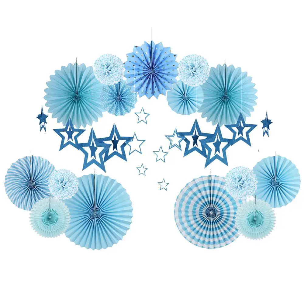 12pcs Blue Paper Decorations Set Hanging Star Ornaments Garland Paper Fans Rosette Baby Boy Shower Birthday Party Supplies
12pcs Blue Paper Decorations Set Hanging Star Ornaments Garland Paper Fans Rosette Baby Boy Shower Birthday Party Supplies