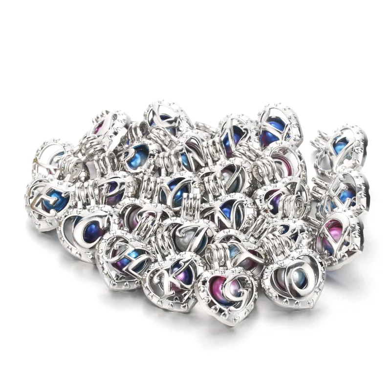 6pcs Bright 26 letters Pearl Cage Jewelry Making Beads Pendant Essential Oil Diffuser For Oyster | Украшения и аксессуары