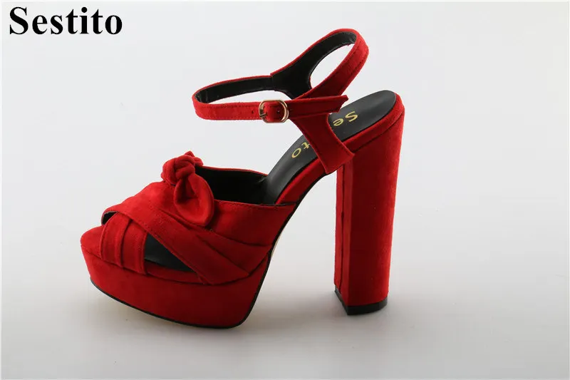 Sestito Woman Sexy Thick Platform Square High Heels Dress Shoes Lady Sweet Bowtie Ankle Strap Sandals Female Slingback Shoes
Sestito Woman Sexy Thick Platform Square High Heels Dress Shoes Lady Sweet Bowtie Ankle Strap Sandals Female Slingback Shoes