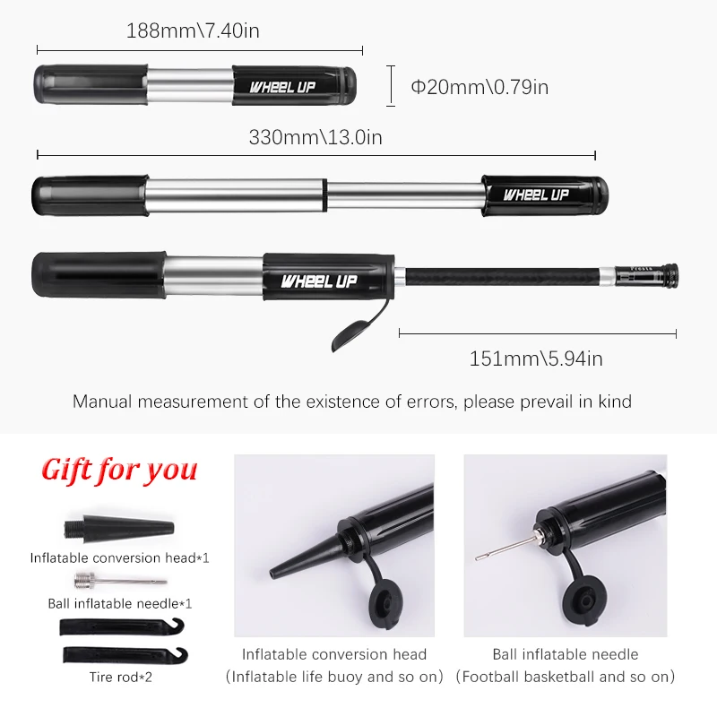 WHeeL UP Bicycle Mini Hand Pump Aluminum Alloy Tire Inflator Bike Performance Tyre Pump Portable Cycling Pumps Bike Accessories
WHeeL UP Bicycle Mini Hand Pump Aluminum Alloy Tire Inflator Bike Performance Tyre Pump Portable Cycling Pumps Bike Accessories