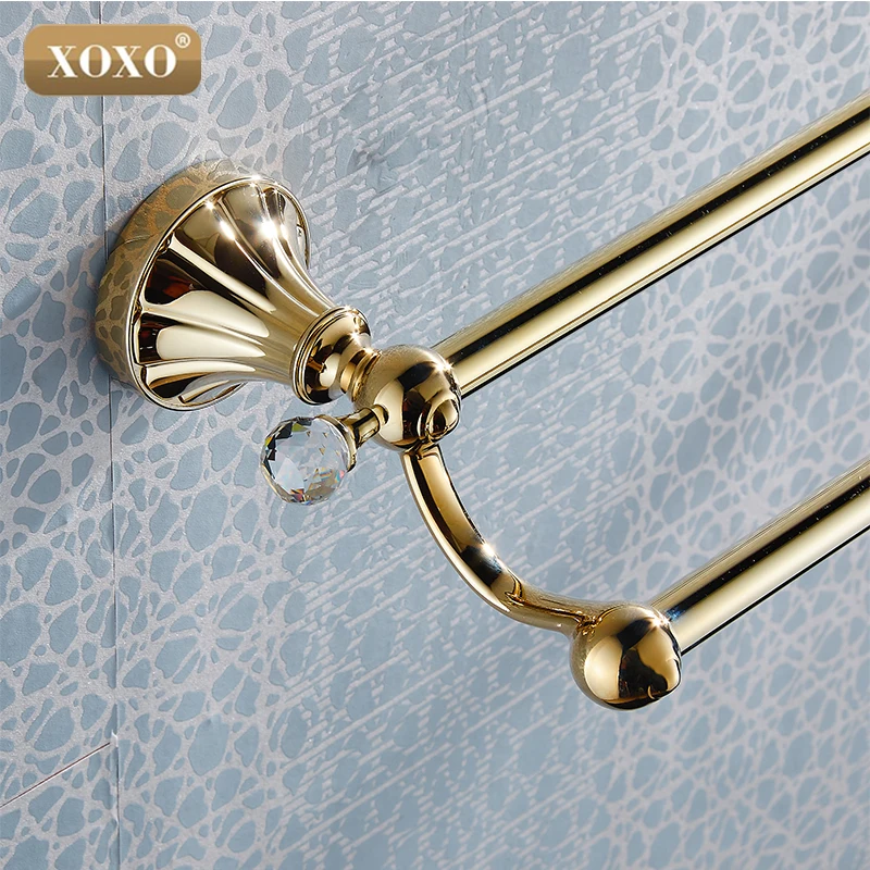 XOXO Trumpet shape Brass +Crystal Double towel bar Golden color towel rack Bathroom Accessories-towel holder 16024DG
XOXO Trumpet shape Brass +Crystal Double towel bar Golden color towel rack Bathroom Accessories-towel holder 16024DG