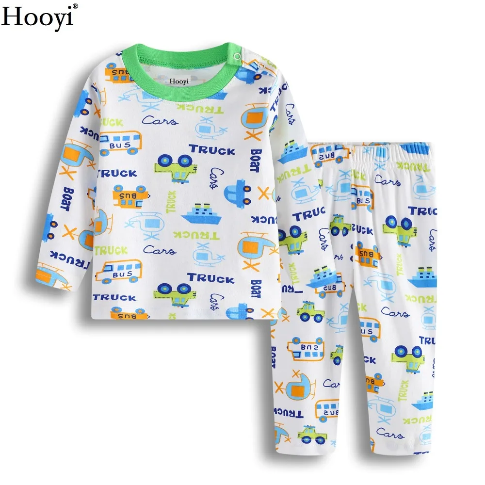 Пижамный комплект для мальчиков Hooyi Green Trucks Детские комплекты сна детская одежда