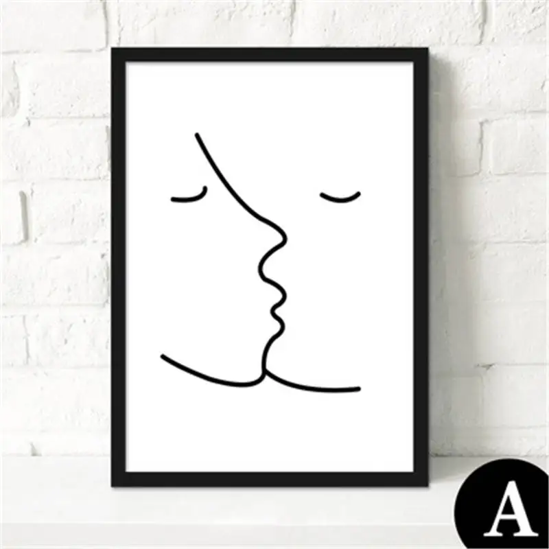 Черно-белая абстрактная поцелуйная Картина на холсте декоративные настенные