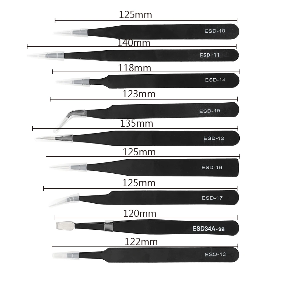 DIYWORK 9 Piece/Set Anti Static ESD Tweezers Set Precision Repair Tools Kit for Electronics Phone Repairing BGA Work
DIYWORK 9 Piece/Set Anti Static ESD Tweezers Set Precision Repair Tools Kit for Electronics Phone Repairing BGA Work