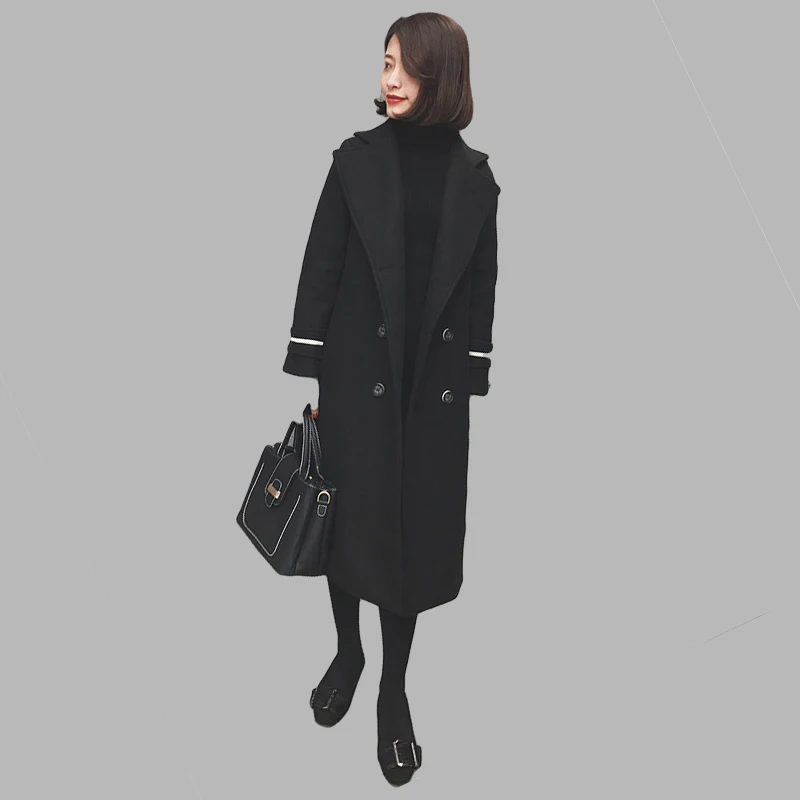 New Winter 2018 Women's Wool Coat Autumn Fashion Classic Solid Black Woolen Jacket Slim Thicken Long Outerwear Female
New Winter 2018 Women's Wool Coat Autumn Fashion Classic Solid Black Woolen Jacket Slim Thicken Long Outerwear Female
