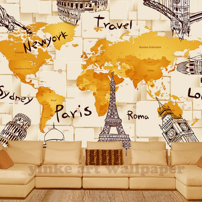 

Custom Mural Wallpaper originality World Map Wallpaper Wall Covering Study Living Room Sofa TV Backdrop Wall Papers Home Decor