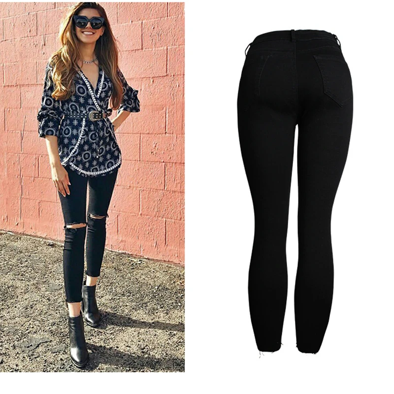 Black Skinny Jeans Woman Elastic Pencil Pants Ripped Jeans for Women Jean Denim Jeans Womens Hole Trousers Women Vaqueros Mujer
Black Skinny Jeans Woman Elastic Pencil Pants Ripped Jeans for Women Jean Denim Jeans Womens Hole Trousers Women Vaqueros Mujer