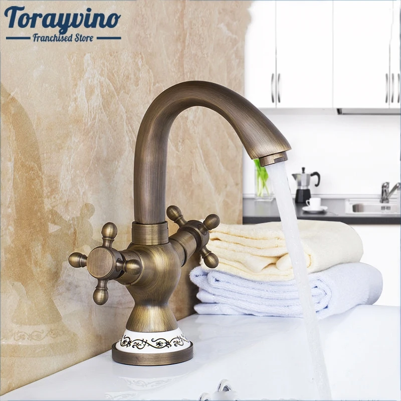 Torayvino Antique Brass Ceramic Tap Mixer Faucet Unique Design Rotated Kitchen Swivel Dual Handles Basin Sink Swivel Facuet
Torayvino Antique Brass Ceramic Tap Mixer Faucet Unique Design Rotated Kitchen Swivel Dual Handles Basin Sink Swivel Facuet
