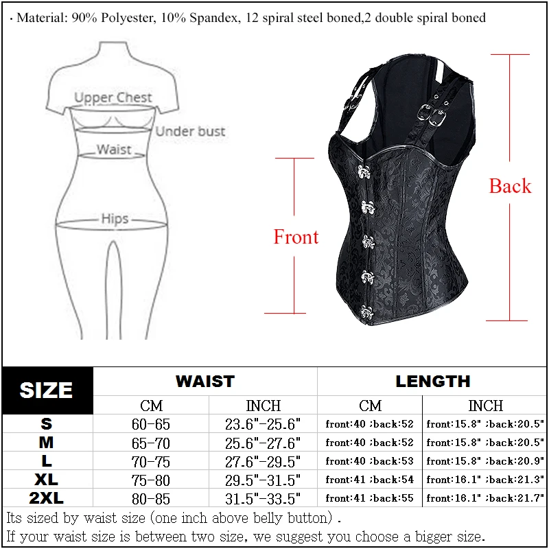 Women's Steampunk Gothic Fashion Faux Leather Buckle Shoulder Straps Tank Overbust Vest Corset Black Plus Size
Women's Steampunk Gothic Fashion Faux Leather Buckle Shoulder Straps Tank Overbust Vest Corset Black Plus Size