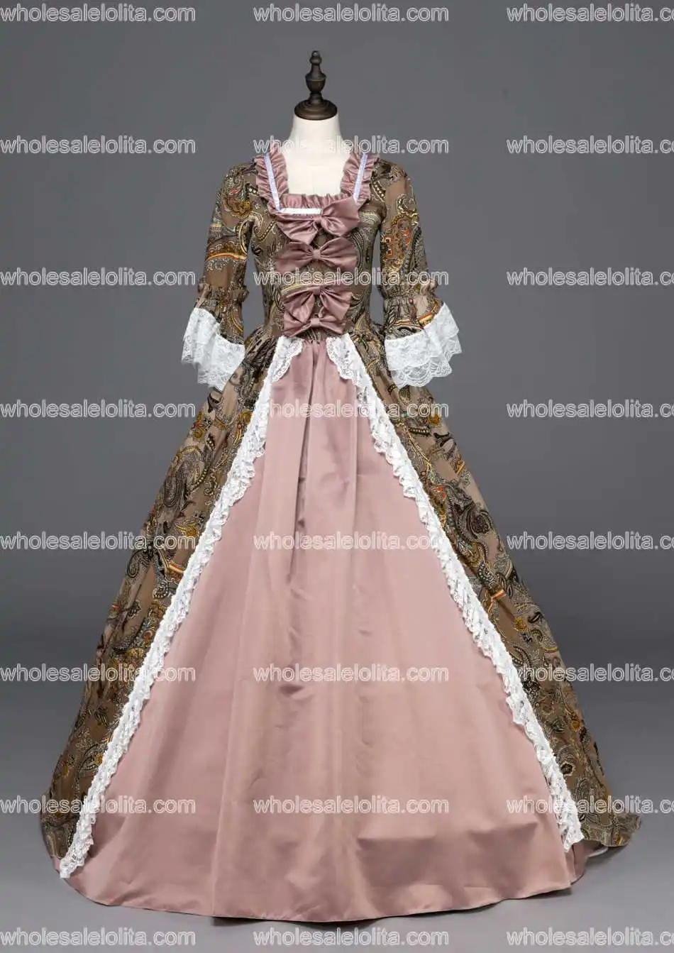 Marie Antoinette Colonial Masquerade Victorian Period Costums Theater Ball Gown Print Long Dress Silve/Brown Vintage Dress
Marie Antoinette Colonial Masquerade Victorian Period Costums Theater Ball Gown Print Long Dress Silve/Brown Vintage Dress