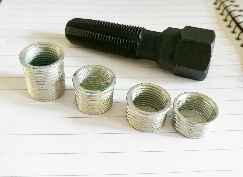 14mm Spark Plug with 4 Inserts Rethread Tool Kit REAMER Thread Repair Kit Cylinder Head Tap M14*1.25
14mm Spark Plug with 4 Inserts Rethread Tool Kit REAMER Thread Repair Kit Cylinder Head Tap M14*1.25