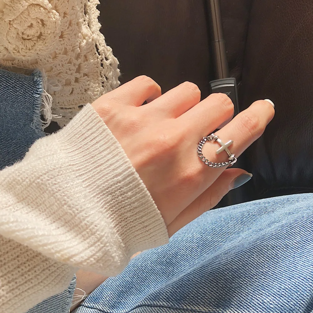 Amaiyllis 2019 S925 Sterling Silver Chain Cross Opening Ring Female Handmade Craft Rings For creative elegant women jewelry
Amaiyllis 2019 S925 Sterling Silver Chain Cross Opening Ring Female Handmade Craft Rings For creative elegant women jewelry