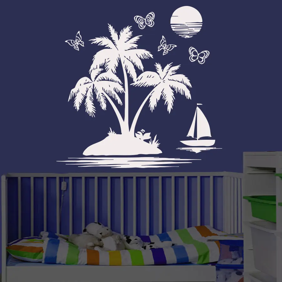 ZOOYOO White DIY Home Decor Wall Sticker Palm Tree Sailboat Butterflies And Moon Landscape Removable Wall Decals
ZOOYOO White DIY Home Decor Wall Sticker Palm Tree Sailboat Butterflies And Moon Landscape Removable Wall Decals