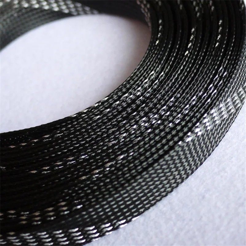 Black & Silver- High quality 16mm Braided PET Expandable Sleeving High Density Sheathing Plaited Cable Sleeves 1M
Black & Silver- High quality 16mm Braided PET Expandable Sleeving High Density Sheathing Plaited Cable Sleeves 1M