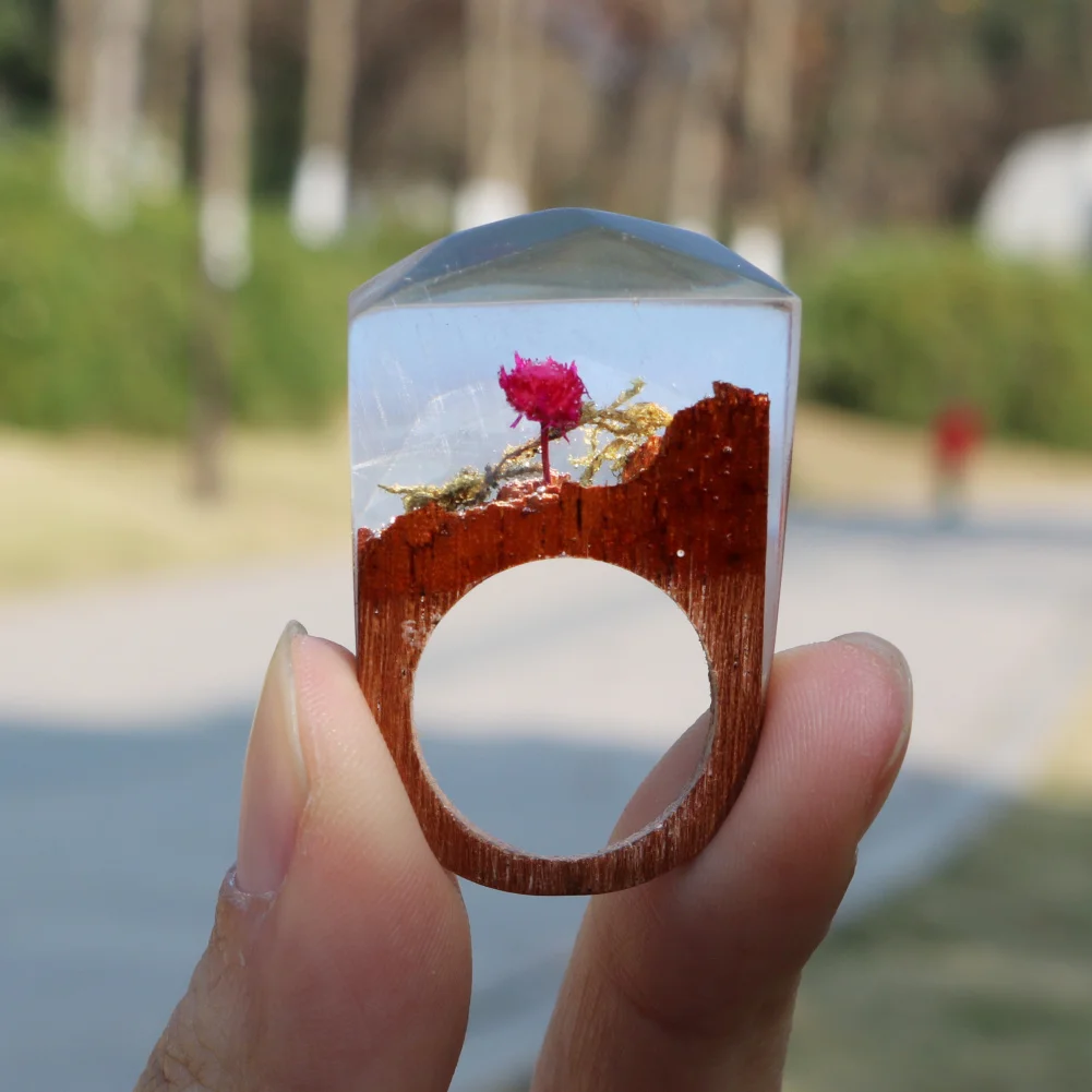 Fimme 2018 Конструктор Деревянный кольцо с розовым Blossom DIY миниатюрный пейзаж миров