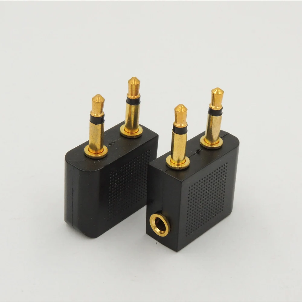 20pcs Gold-plated 3.5 mm to 3.5 mm 2 Airplane Headphone audio Adapter
