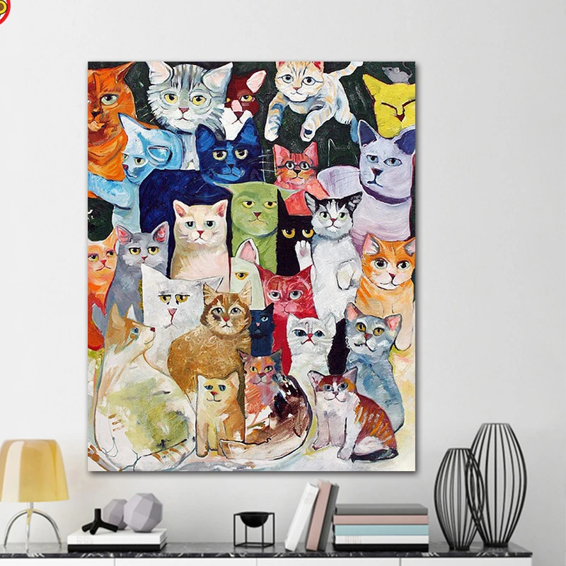DIY картинки для раскраски по номерам с colorsA много кошка рисунок живописи защелка