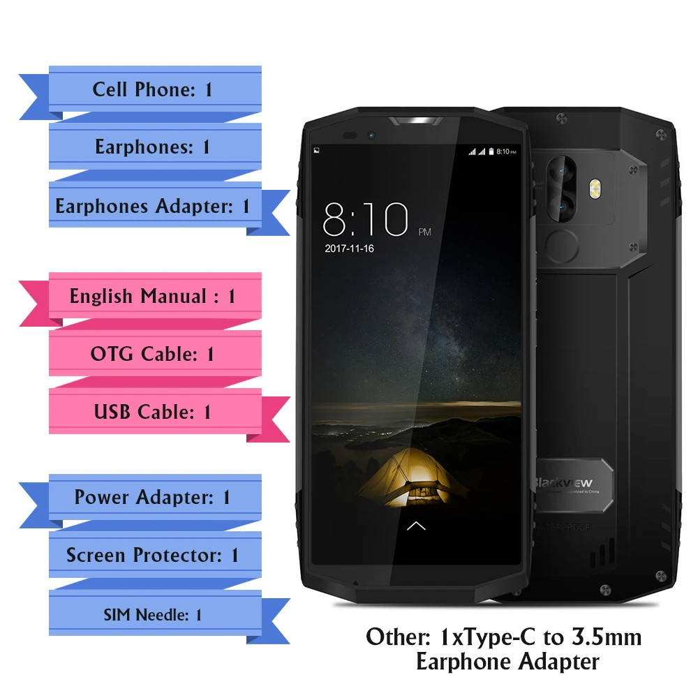 Blackview BV9000 5 7 'ཎ:9 IP68 Android 1 12V2A 4G B + 6 двойная задняя Cam MT6757CD Восьмиядерный 13MP NFC