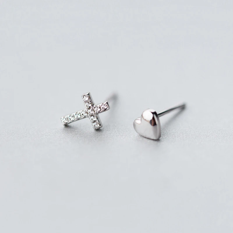 MloveAcc Real 100% 925 Sterling Silver Asymmetry Cross Heart Stud Earrings for Women Girls Fashion Silver Jewelry
MloveAcc Real 100% 925 Sterling Silver Asymmetry Cross Heart Stud Earrings for Women Girls Fashion Silver Jewelry