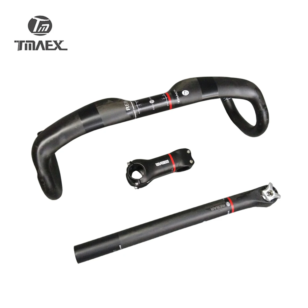 TMAEX- Full UD Carbon Fibre Road Bicycle Handlebar + Seatpost + Stem Cycling Road Bike Parts Carbon Handlebar Sets 575g
TMAEX- Full UD Carbon Fibre Road Bicycle Handlebar + Seatpost + Stem Cycling Road Bike Parts Carbon Handlebar Sets 575g