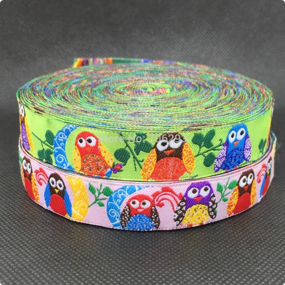 

Free shipping Zakka handmade accessories ribbon laciness multicolour owl 5/8" 16cm Jacquard Ribbon