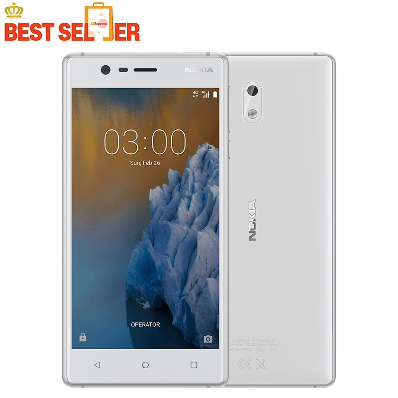 Фото Разблокированный оригинальный Nokia 3 Nougat Wi Fi сенсорный экран 2 Гб ОЗУ 16 ПЗУ одна sim