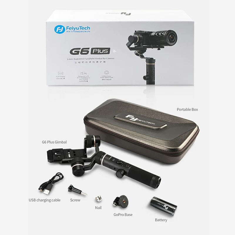 

Feiyutech G6 Plus 3-Axis Brushless Handheld Gimbal Stabilizer Stabilizing Selfie for Gopro hero Sony RX100 / Sony a6300 iPhone X