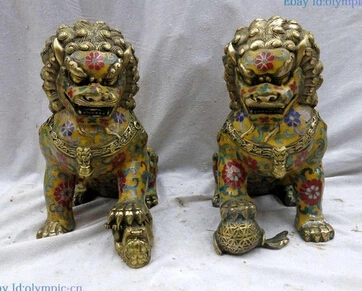Copper Brass CHINESE crafts decoration Asian China handmade bronze gild yellow Cloisonne Foo Dogs Lions pair sculpture Statue
Copper Brass CHINESE crafts decoration Asian China handmade bronze gild yellow Cloisonne Foo Dogs Lions pair sculpture Statue