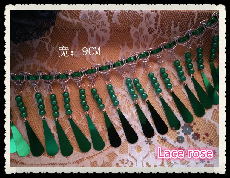 Green Fringe beaded sequins lace trim Tassel lace ribbon weaving rope trimming Diy Dance dress COS garment accessories
Green Fringe beaded sequins lace trim Tassel lace ribbon weaving rope trimming Diy Dance dress COS garment accessories