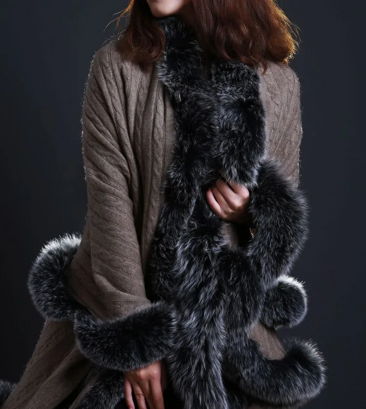100% pure cashmere shawl with real fox fur trim women warm thick autumn winter fur cape black elegant brown luxury scarves S116
100% pure cashmere shawl with real fox fur trim women warm thick autumn winter fur cape black elegant brown luxury scarves S116