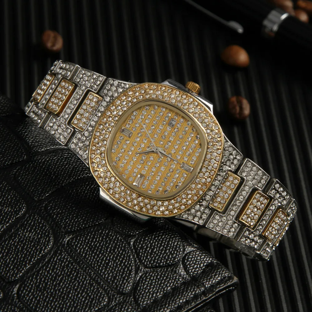 Lurxury Men Watch Top Luxury Brand Full Steel Rhinestone Dourado Quartz Wristwatch Fashion diamond Watch hip hop For Men
Lurxury Men Watch Top Luxury Brand Full Steel Rhinestone Dourado Quartz Wristwatch Fashion diamond Watch hip hop For Men