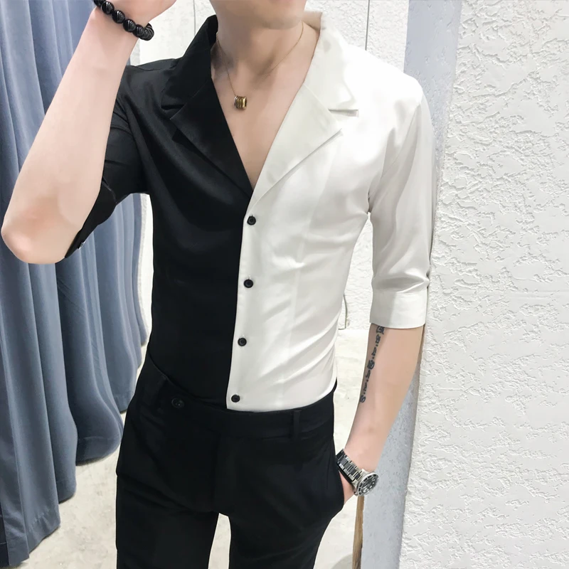 Spring and Summer Short Sleeve Five-Sleeve Shirt Middle Sleeve Shirt Men's Social Style Shirt A236-1941-P55
Spring and Summer Short Sleeve Five-Sleeve Shirt Middle Sleeve Shirt Men's Social Style Shirt A236-1941-P55