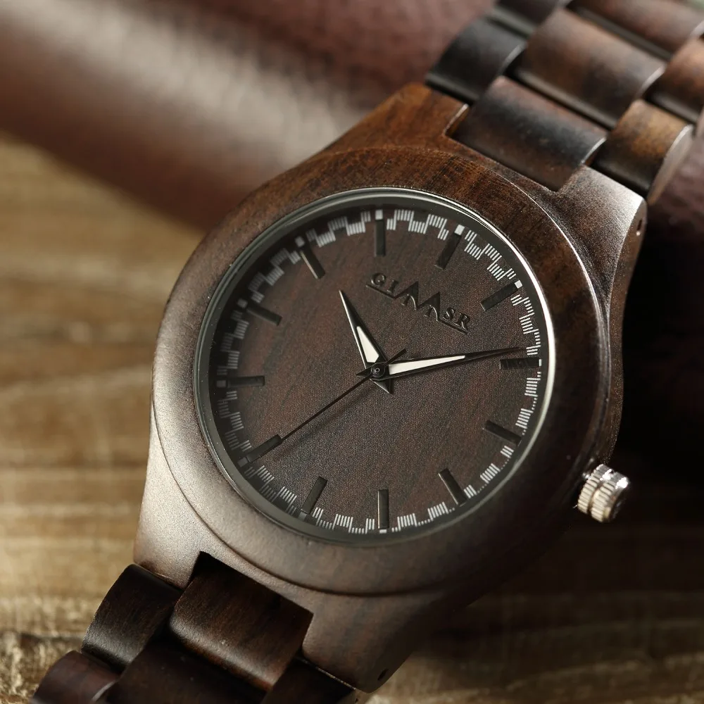 Часы наручные мужские деревянные винтажные брендовые Роскошные креативные с