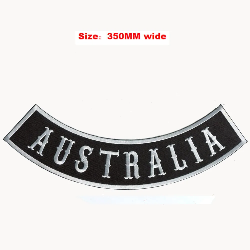 AUSTRALIA rocker jacket for full back embroidery patch 350MM wide /moto/fabric appliques/embroidered biker patches
AUSTRALIA rocker jacket for full back embroidery patch 350MM wide /moto/fabric appliques/embroidered biker patches