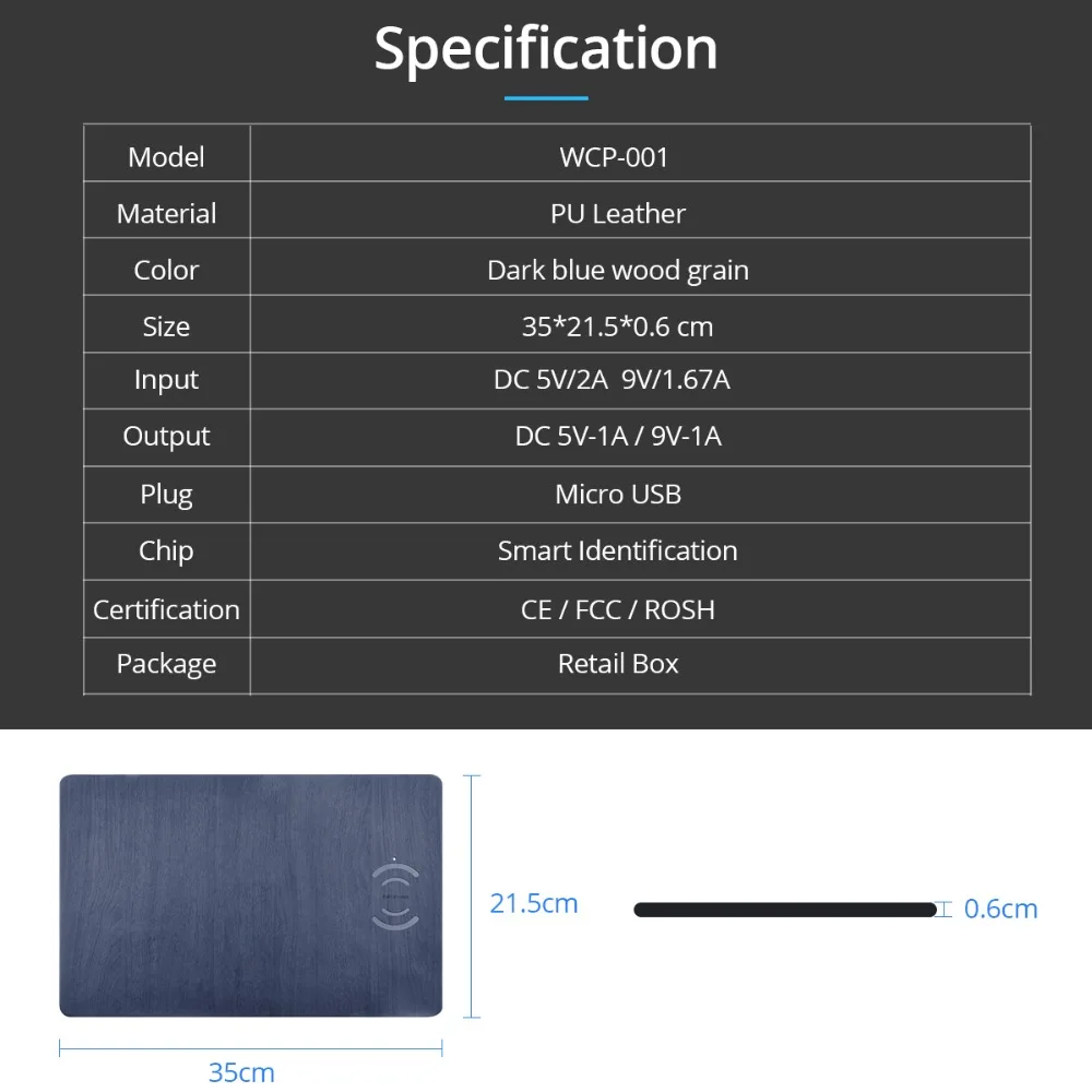 Wireless Charger Mouse Pad Qi 5W 10W USB Wireless Charge for Phone Charging Pad Desk PU Wood Grain Quick Charge Pad
Wireless Charger Mouse Pad Qi 5W 10W USB Wireless Charge for Phone Charging Pad Desk PU Wood Grain Quick Charge Pad
