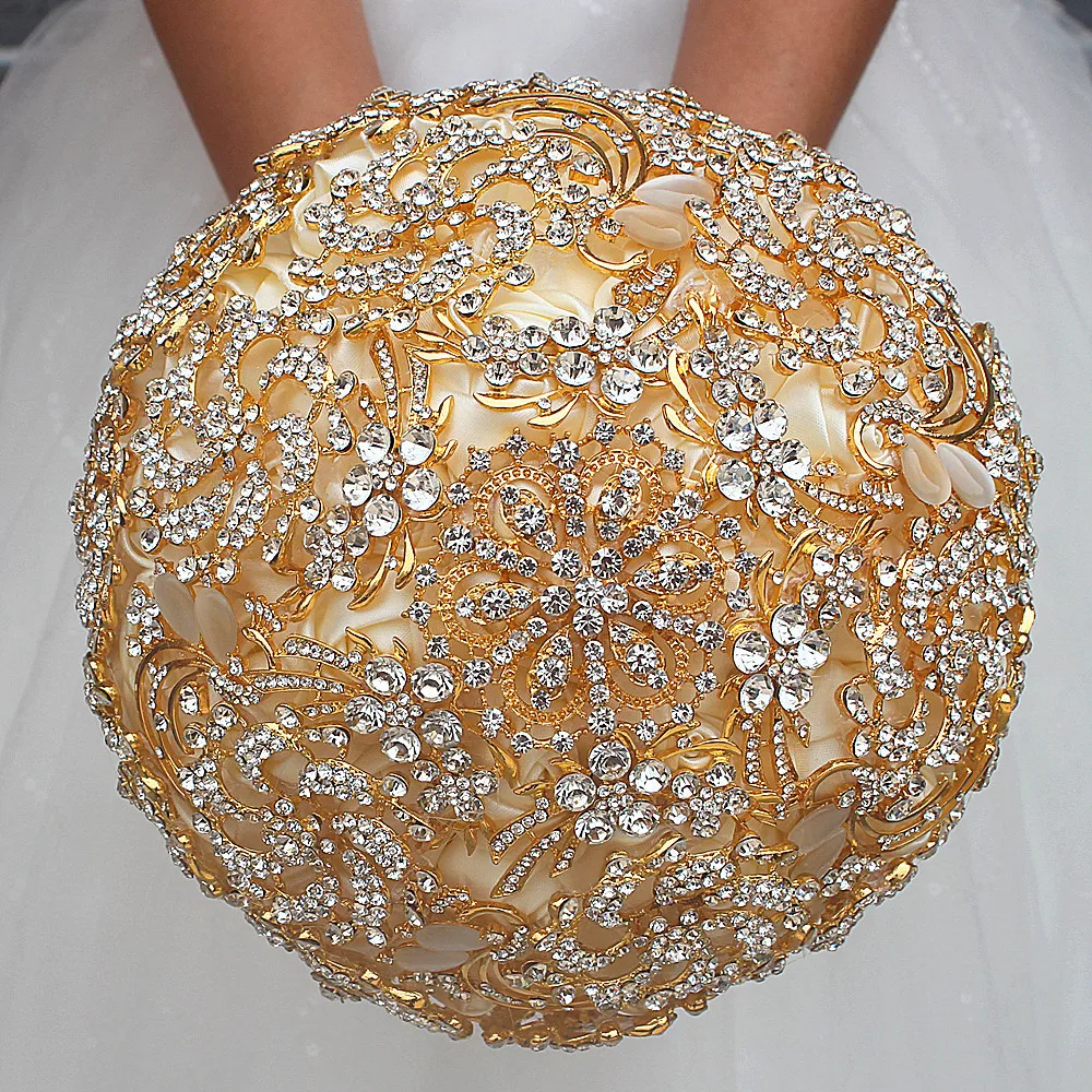 Handmade Luxury Gold Rhinestone Crystal Bridal Brooch Bouquets Wedding Bride Bridesmaid Holding Bouquet Decor Flowers Gifts
Handmade Luxury Gold Rhinestone Crystal Bridal Brooch Bouquets Wedding Bride Bridesmaid Holding Bouquet Decor Flowers Gifts