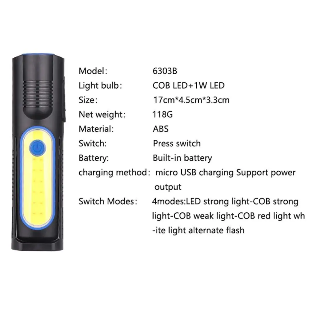 Black color Rechargeable LED Work Light Lamp Rotatable 4 modes Flashlight good quality | Лампы и освещение