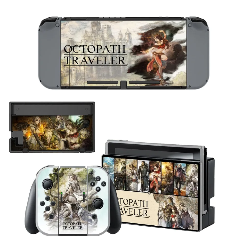 Octopath Traveler Decal Vinyl Skin Sticker for Nintendo Switch NS Console + Controller Stand Holder Protective | Электроника