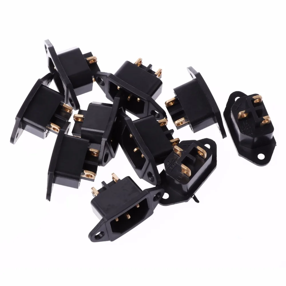 10 Pcs/Set AC 250V 10A 3-Pin Terminal IEC320 C14 Inlet Power Plug Socket Black
10 Pcs/Set AC 250V 10A 3-Pin Terminal IEC320 C14 Inlet Power Plug Socket Black