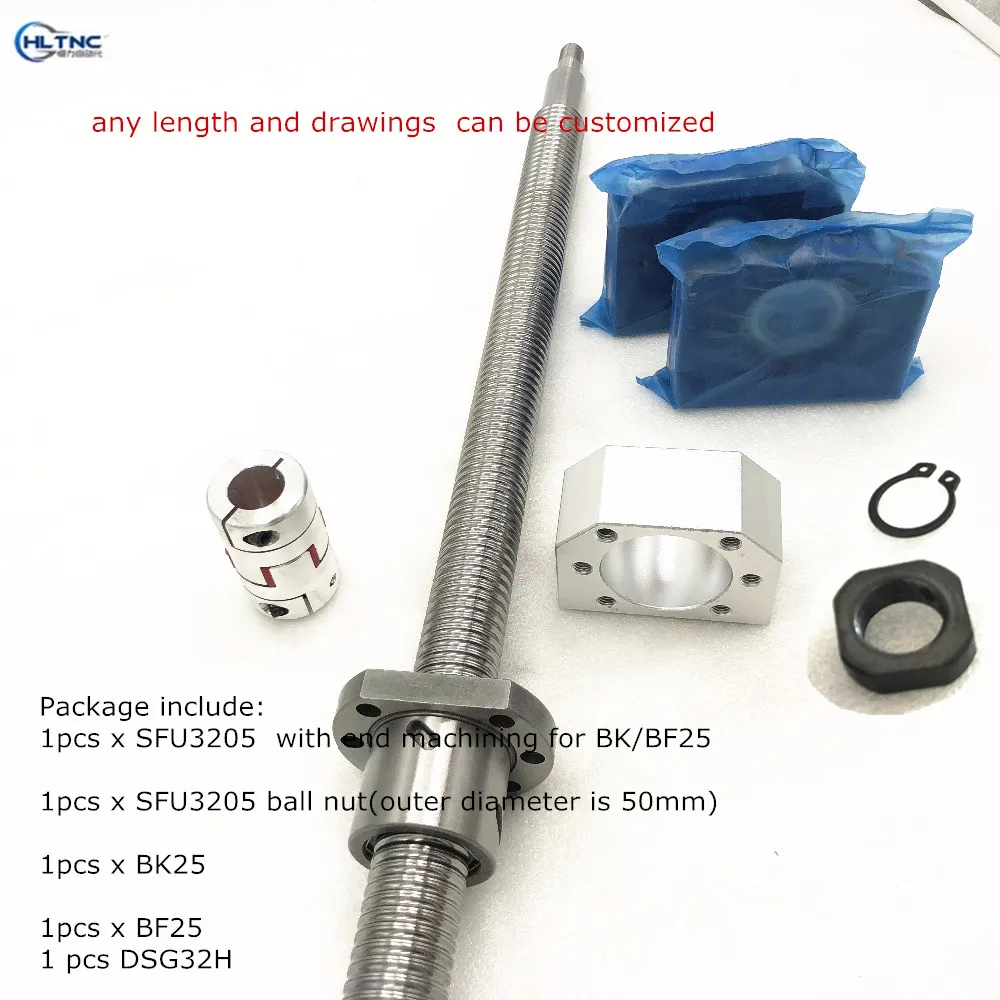 SFU3205 set:RM3205 rolled ball screw C7 with end machined+Metal Deflector ball nut + nut housing+BK/BF25 end support + coupler
SFU3205 set:RM3205 rolled ball screw C7 with end machined+Metal Deflector ball nut + nut housing+BK/BF25 end support + coupler
