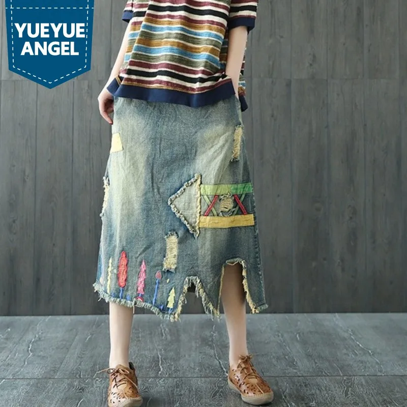 Vintage Summer Elastic Waist Denim Skirts Womens Fashion Irregular Loose Embroidery Patch Design Pocket Harajuku Skirt
Vintage Summer Elastic Waist Denim Skirts Womens Fashion Irregular Loose Embroidery Patch Design Pocket Harajuku Skirt