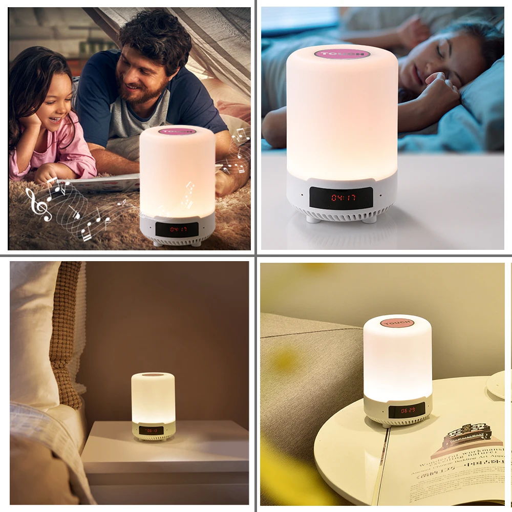 Rechargeable Colorful LED Night light Bluetooth Speaker Wireless table lamp bedroom bedside lamp can set an alarm
Rechargeable Colorful LED Night light Bluetooth Speaker Wireless table lamp bedroom bedside lamp can set an alarm